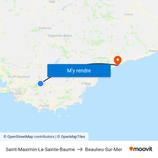 Saint-Maximin-La-Sainte-Baume to Beaulieu-Sur-Mer map