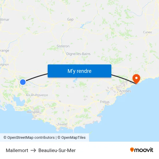 Mallemort to Beaulieu-Sur-Mer map