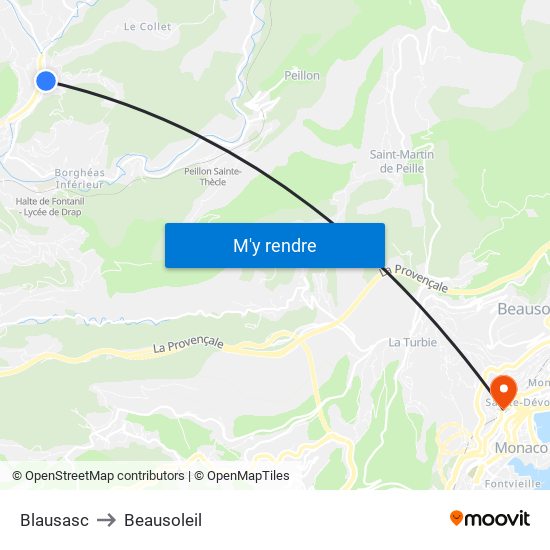 Blausasc to Beausoleil map