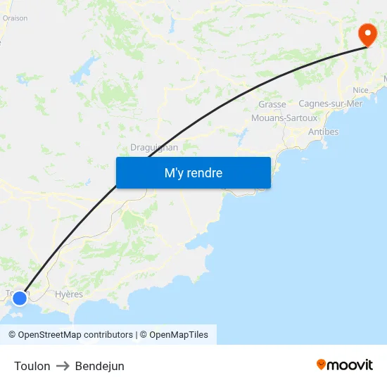 Toulon to Bendejun map