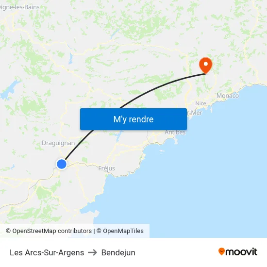 Les Arcs-Sur-Argens to Bendejun map
