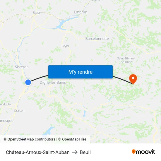 Château-Arnoux-Saint-Auban to Beuil map