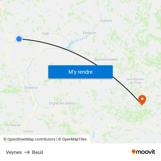 Veynes to Beuil map