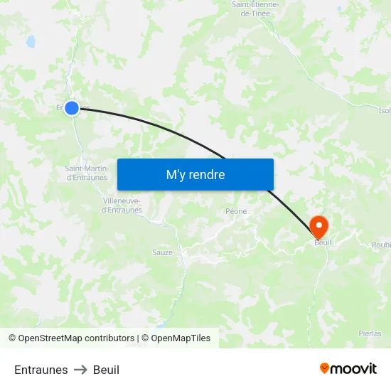 Entraunes to Beuil map