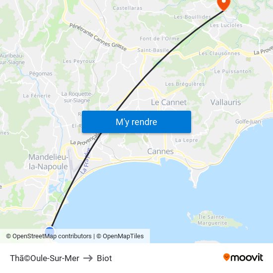 Thã©Oule-Sur-Mer to Biot map