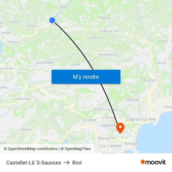 Castellet-Lã¨S-Sausses to Biot map