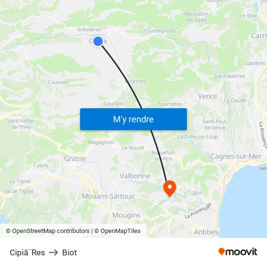 Cipiã¨Res to Biot map