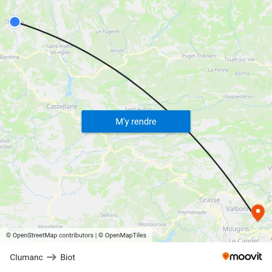 Clumanc to Biot map