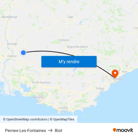 Pernes-Les-Fontaines to Biot map