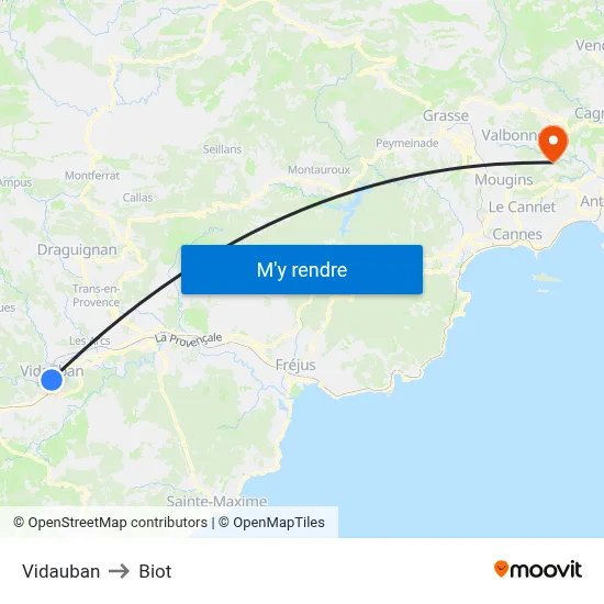 Vidauban to Biot map