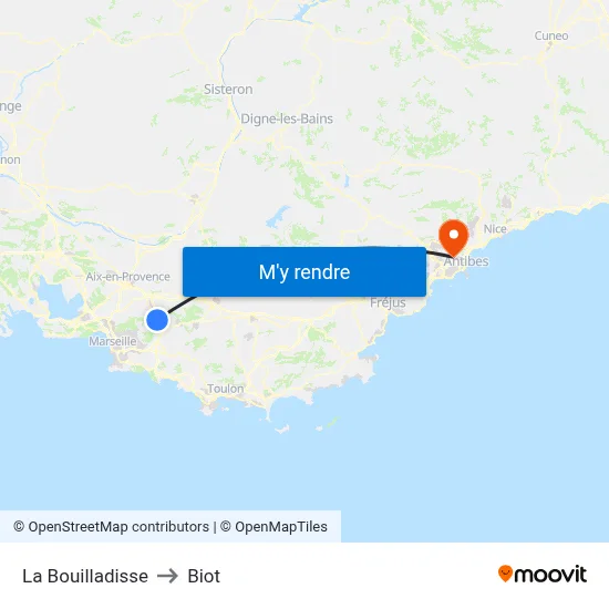 La Bouilladisse to Biot map