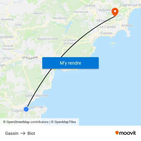 Gassin to Biot map