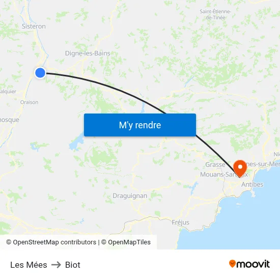 Les Mées to Biot map