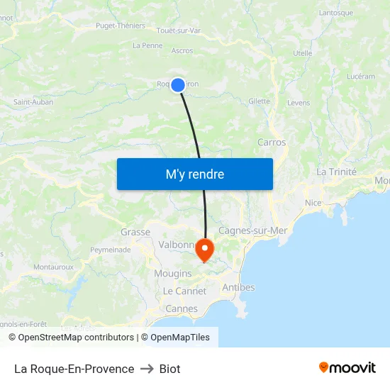 La Roque-En-Provence to Biot map