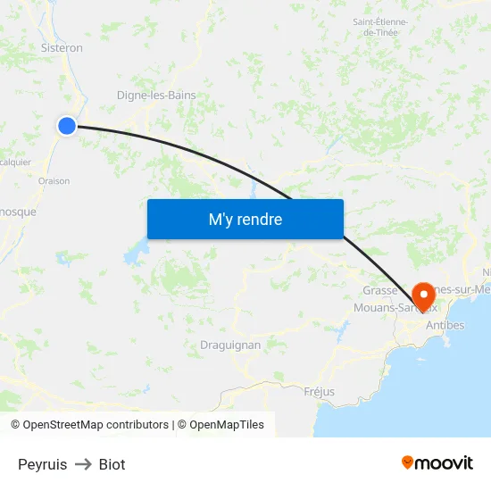 Peyruis to Biot map