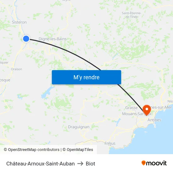 Château-Arnoux-Saint-Auban to Biot map