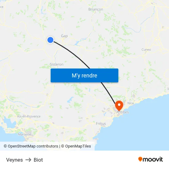 Veynes to Biot map