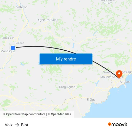 Volx to Biot map