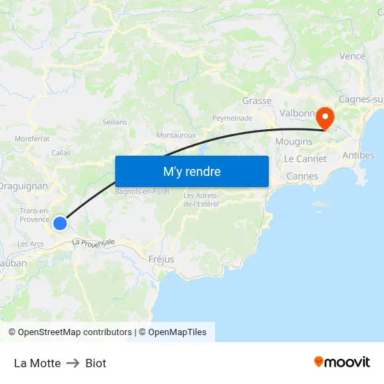 La Motte to Biot map
