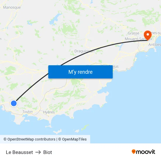 Le Beausset to Biot map