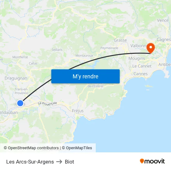 Les Arcs-Sur-Argens to Biot map