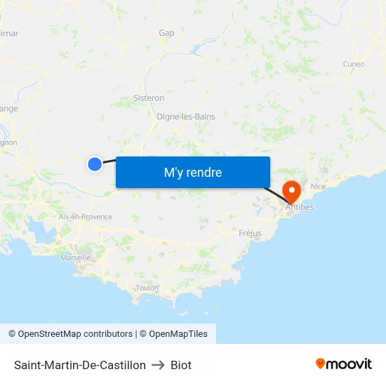 Saint-Martin-De-Castillon to Biot map