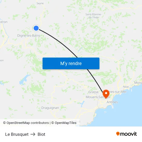 Le Brusquet to Biot map