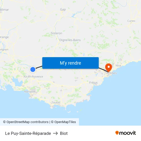 Le Puy-Sainte-Réparade to Biot map