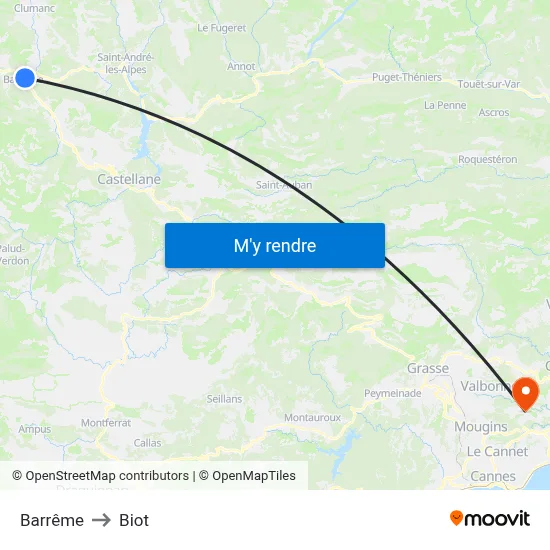Barrême to Biot map