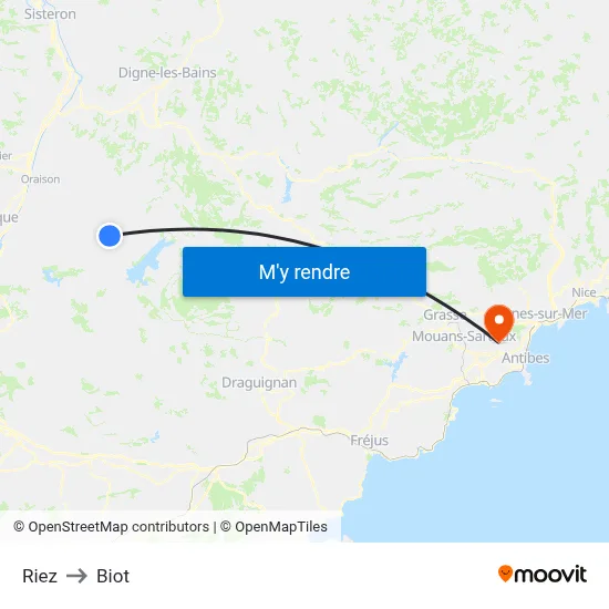 Riez to Biot map