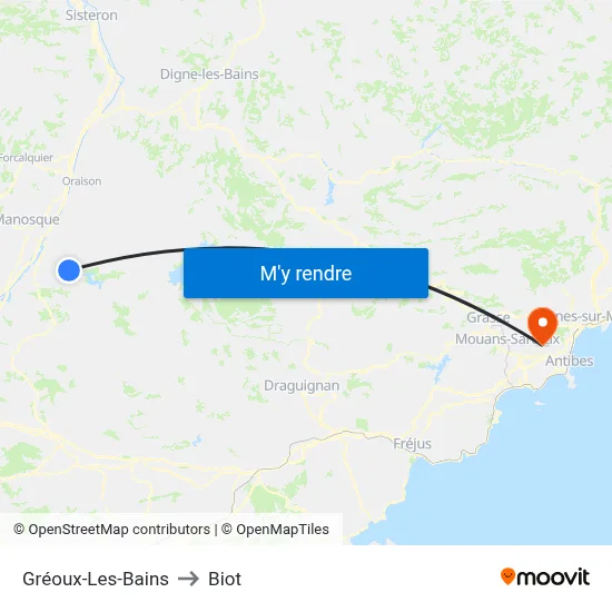 Gréoux-Les-Bains to Biot map