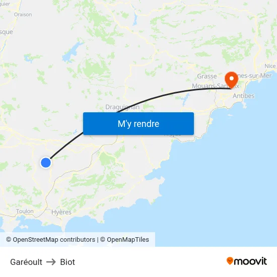 Garéoult to Biot map