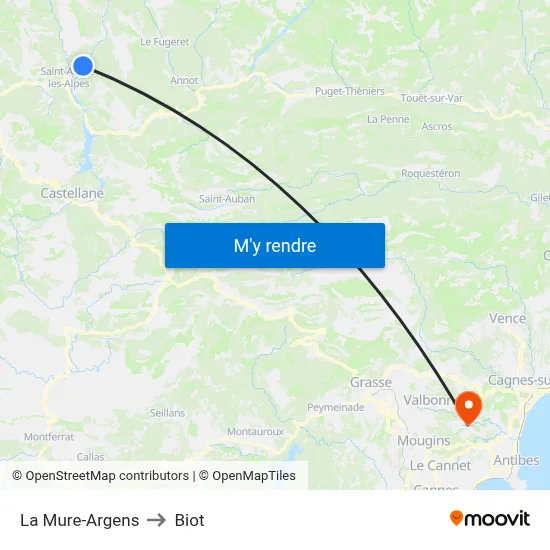 La Mure-Argens to Biot map