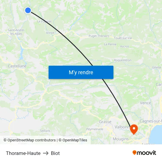 Thorame-Haute to Biot map