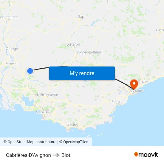 Cabrières-D'Avignon to Biot map