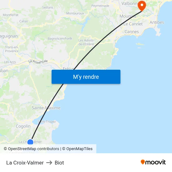 La Croix-Valmer to Biot map