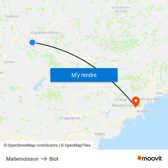 Mallemoisson to Biot map