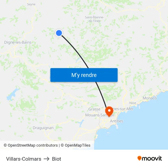 Villars-Colmars to Biot map