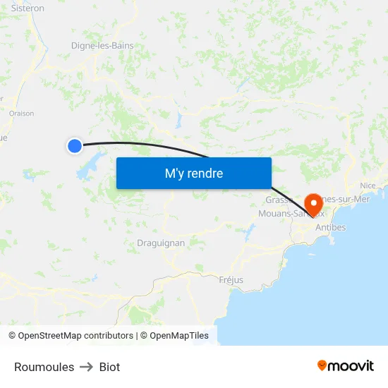Roumoules to Biot map