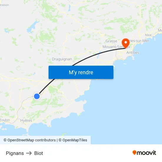 Pignans to Biot map