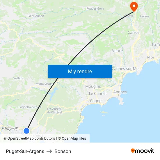 Puget-Sur-Argens to Bonson map