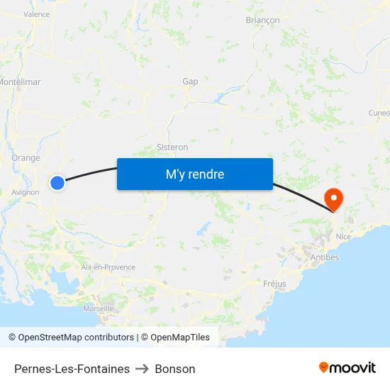 Pernes-Les-Fontaines to Bonson map
