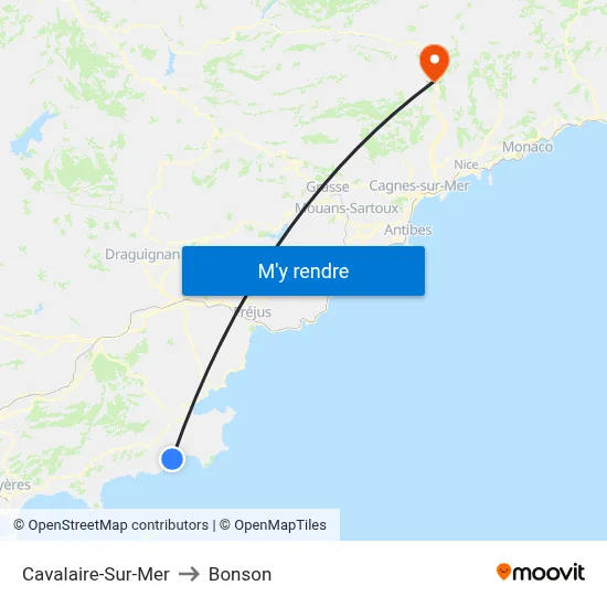 Cavalaire-Sur-Mer to Bonson map