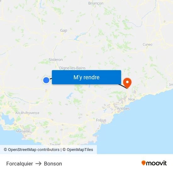 Forcalquier to Bonson map