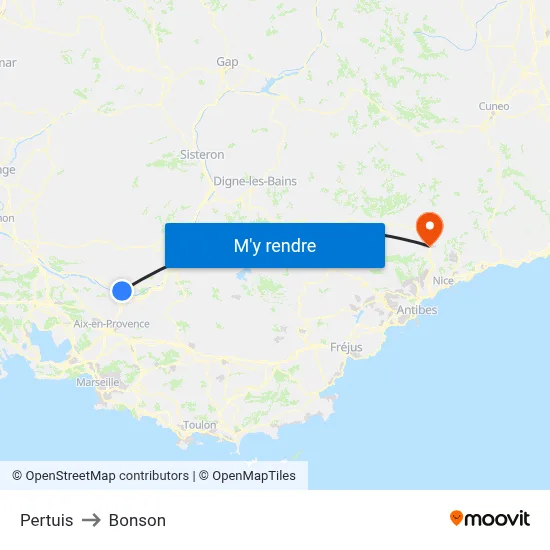 Pertuis to Bonson map