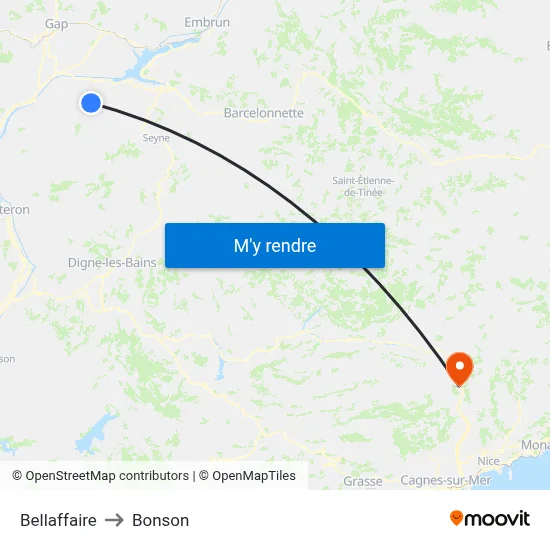 Bellaffaire to Bonson map