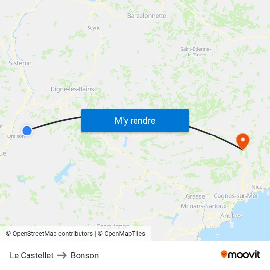 Le Castellet to Bonson map