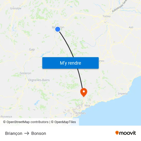 Briançon to Bonson map