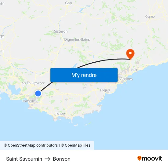 Saint-Savournin to Bonson map