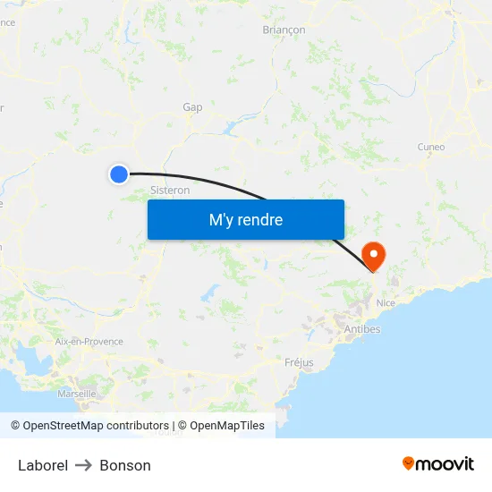 Laborel to Bonson map